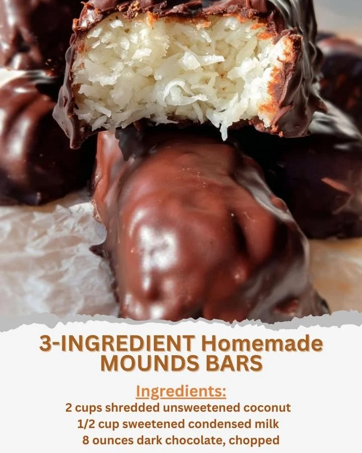 Homemade MOUNDS BARS made with 3 simple ingredients