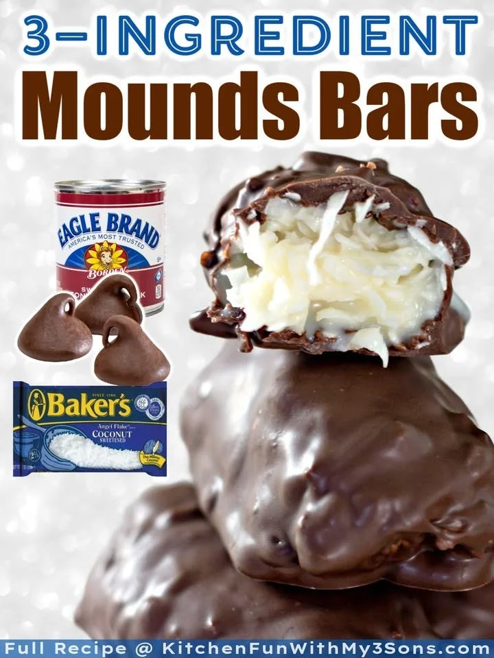 Homemade Mounds Bars with chocolate and coconut topping