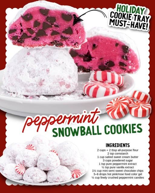 Peppermint Snowball Cookies