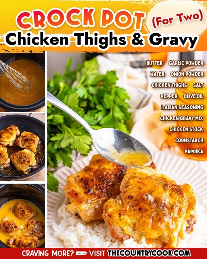 Crock Pot Chicken Thighs and Gravy For Two
