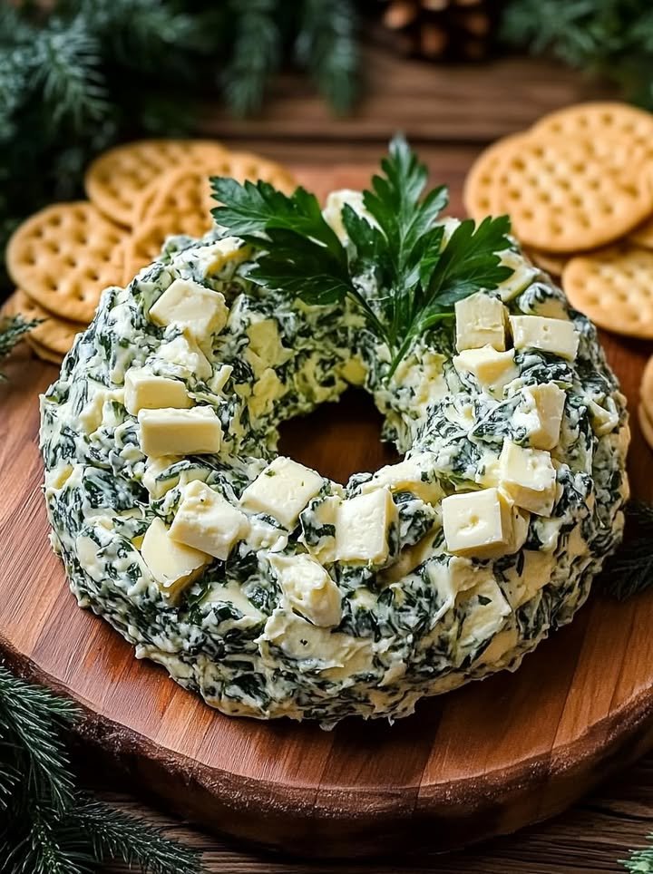 Festive Spinach & Artichoke Cream Cheese Wreath for Christmas Entertaining
