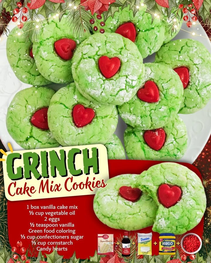 Grinch Cake Mix Cookies