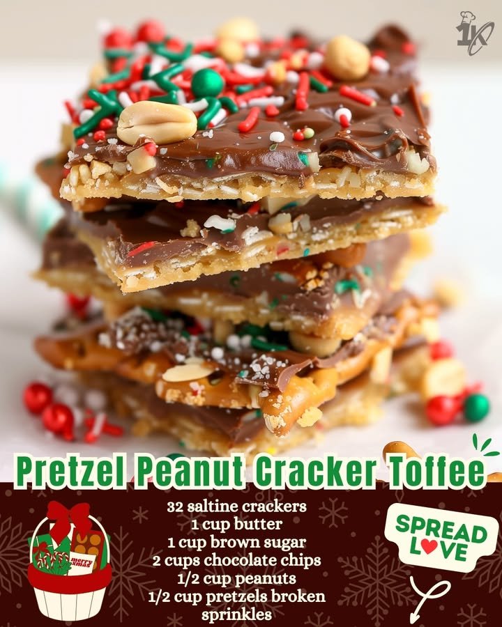 Christmas Pretzel Peanut Cracker Toffee