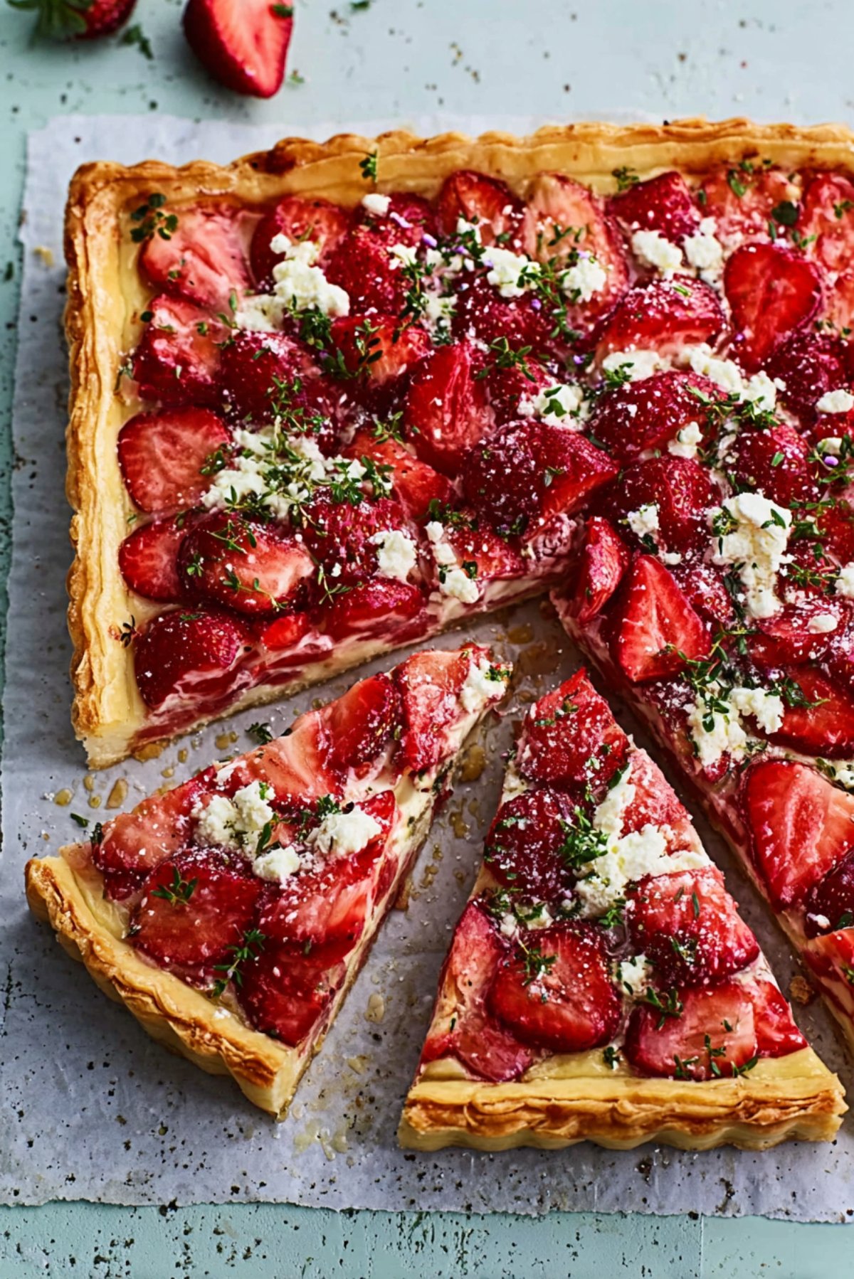 Strawberry, Feta & Thyme Tart