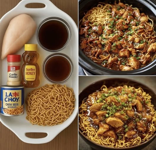 Slow Cooker Honey Garlic Chicken & Noodles