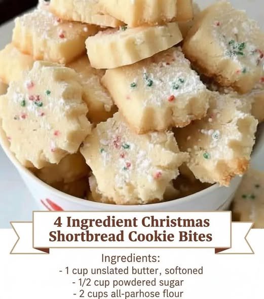 4 Ingredient Christmas Shortbread Cookie Bites