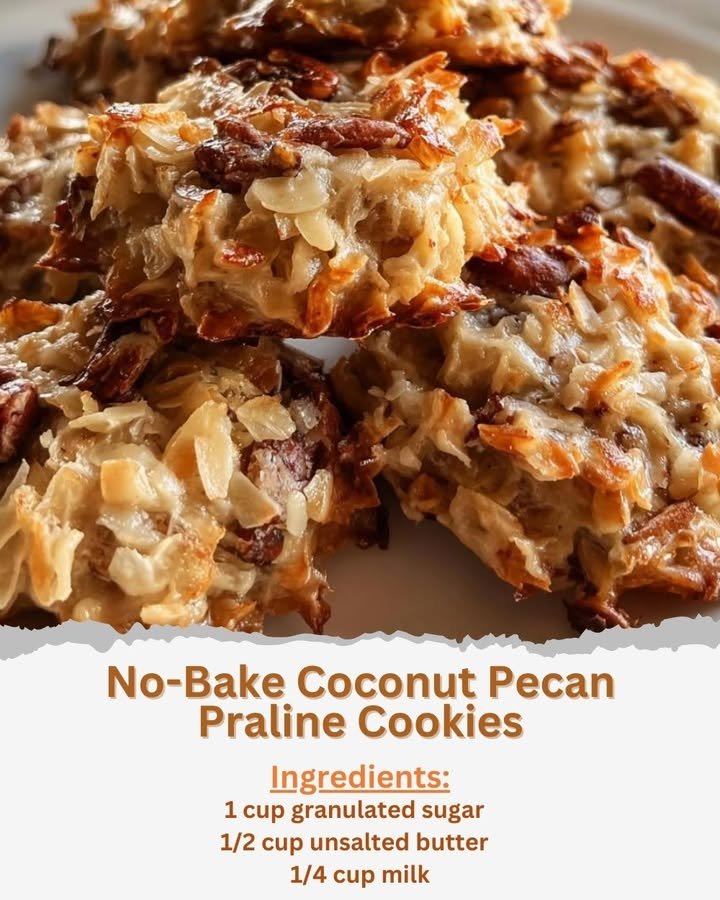 No-Bake Coconut Pecan Praline Cookies