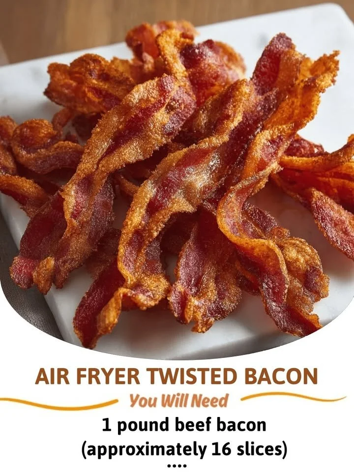 Plate of crispy air fryer twisted bacon strips