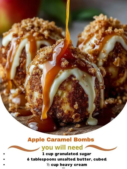 Delicious apple caramel bombs drizzled with rich caramel sauce
