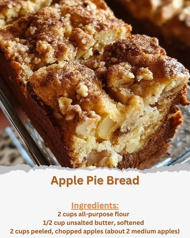 Homemade apple pie bread with cinnamon and apple slices on a wooden table