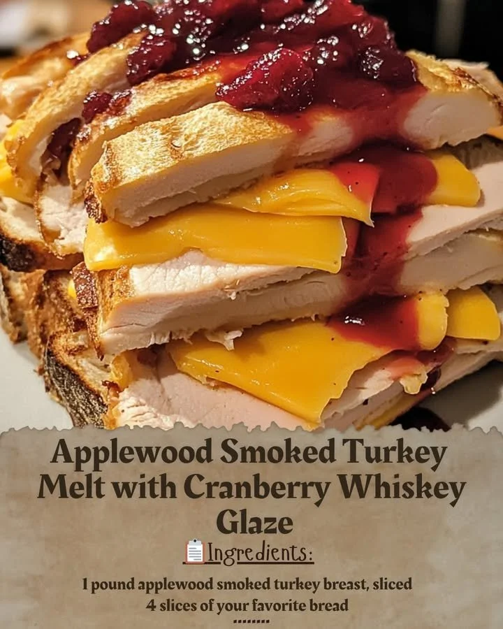Applewood Smoked Turkey Melt with Cranberry Whiskey Glaze served on a plate
