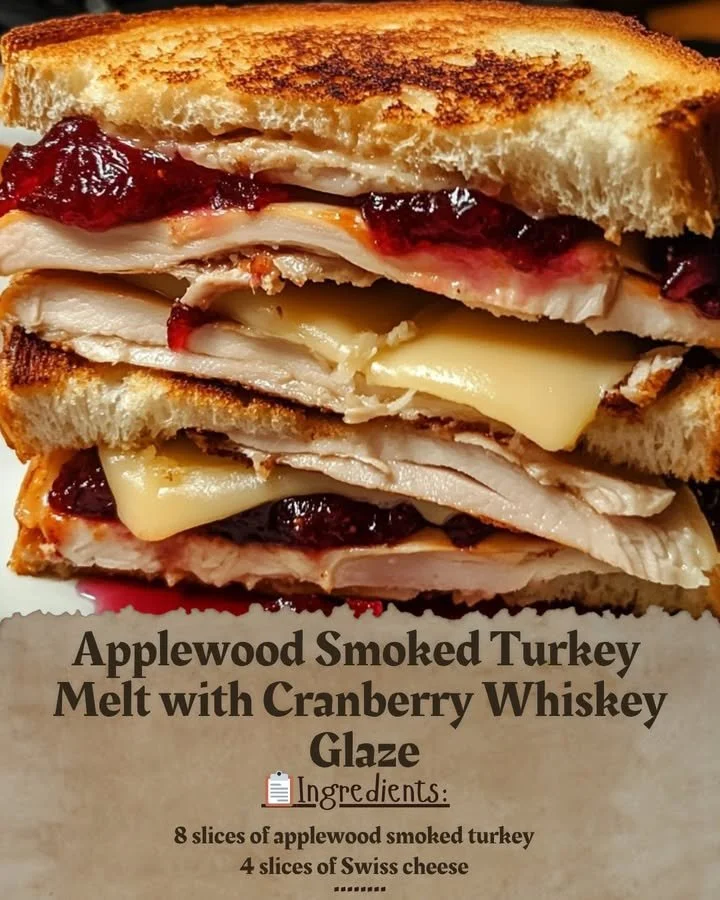 Applewood Smoked Turkey Melt garnished with Cranberry Whiskey Glaze