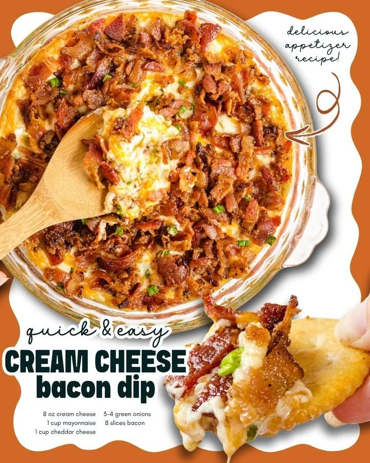 Creamy Bacon Cream Cheese Dip served in a bowl with crackers