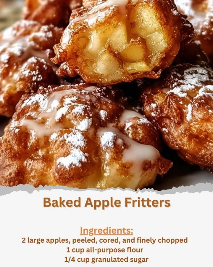 Delicious baked apple fritters with a golden-brown crust and apple pieces