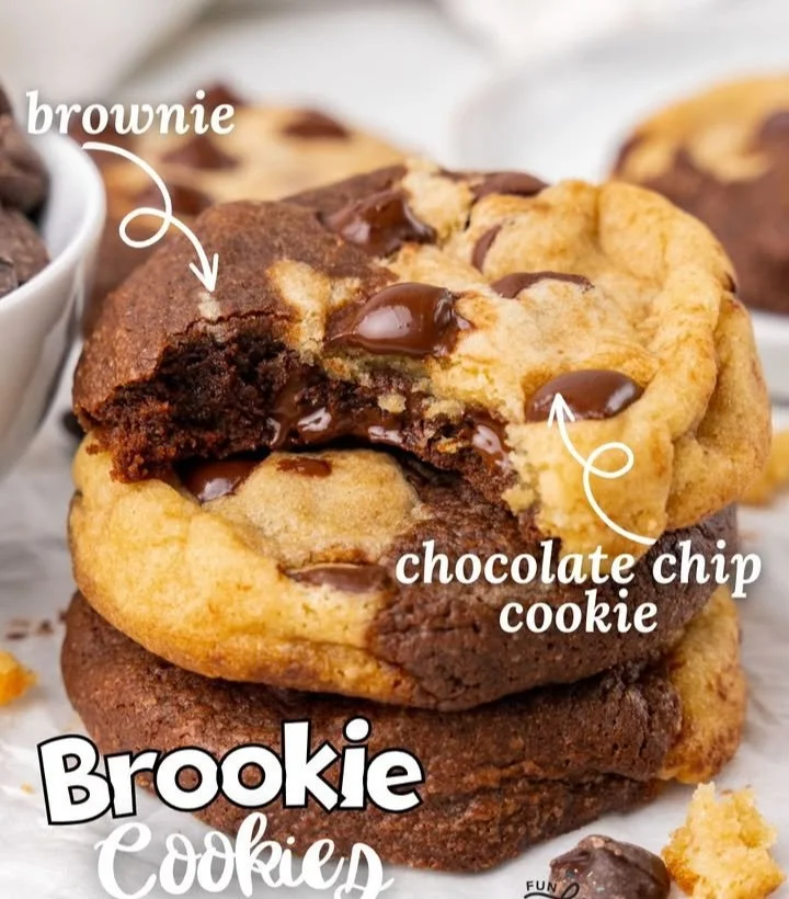 Delicious Brookie Cookies featuring brownie and chocolate chip layers