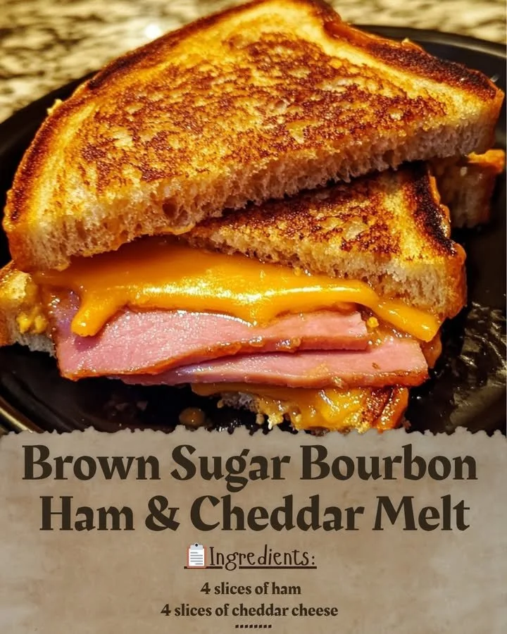 Delicious Brown Sugar Bourbon Ham & Cheddar Melt sandwich