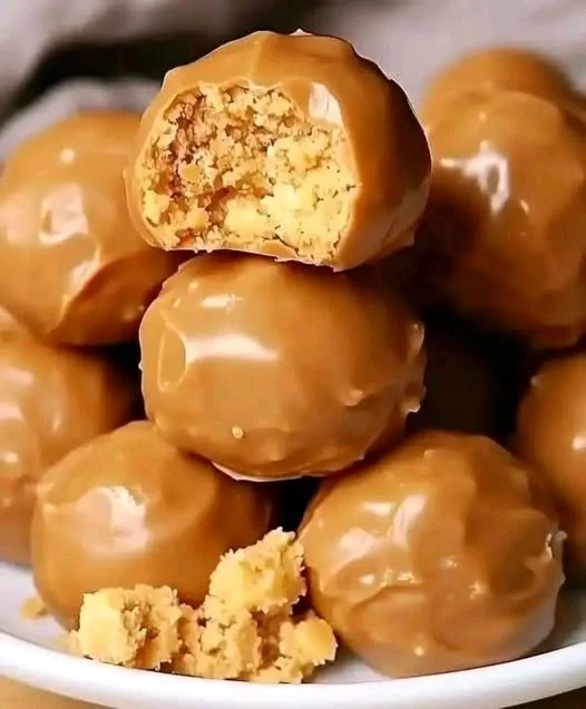 Delicious Butterfinger Balls made with peanut butter and chocolate coating