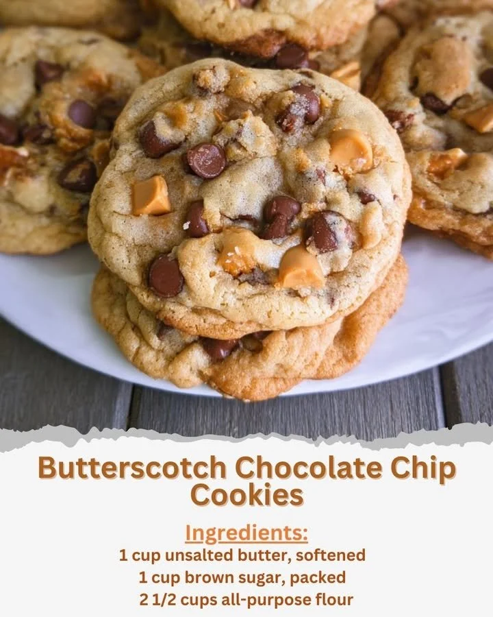 Delicious butterscotch chocolate chip cookies on a cooling rack