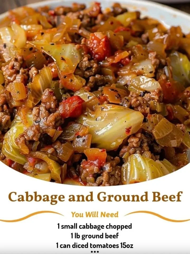 Delicious cabbage and ground beef dish served with herbs and spices