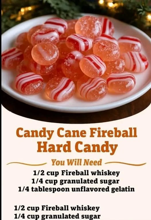 Candy Cane Fireball hard candy with festive design and spicy flavor