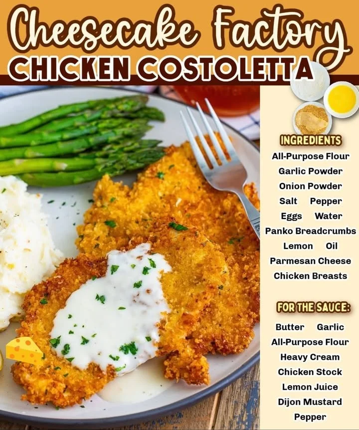 Cheesecake Factory Chicken Cutlet plated with sides