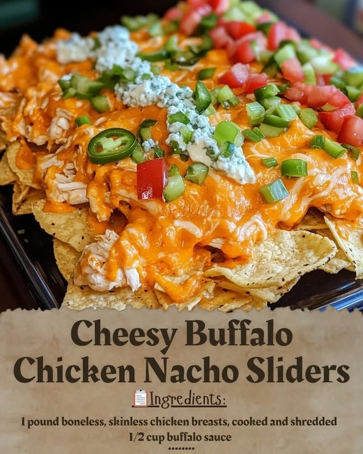 Cheesy Buffalo Chicken Sliders served on a platter with toppings.