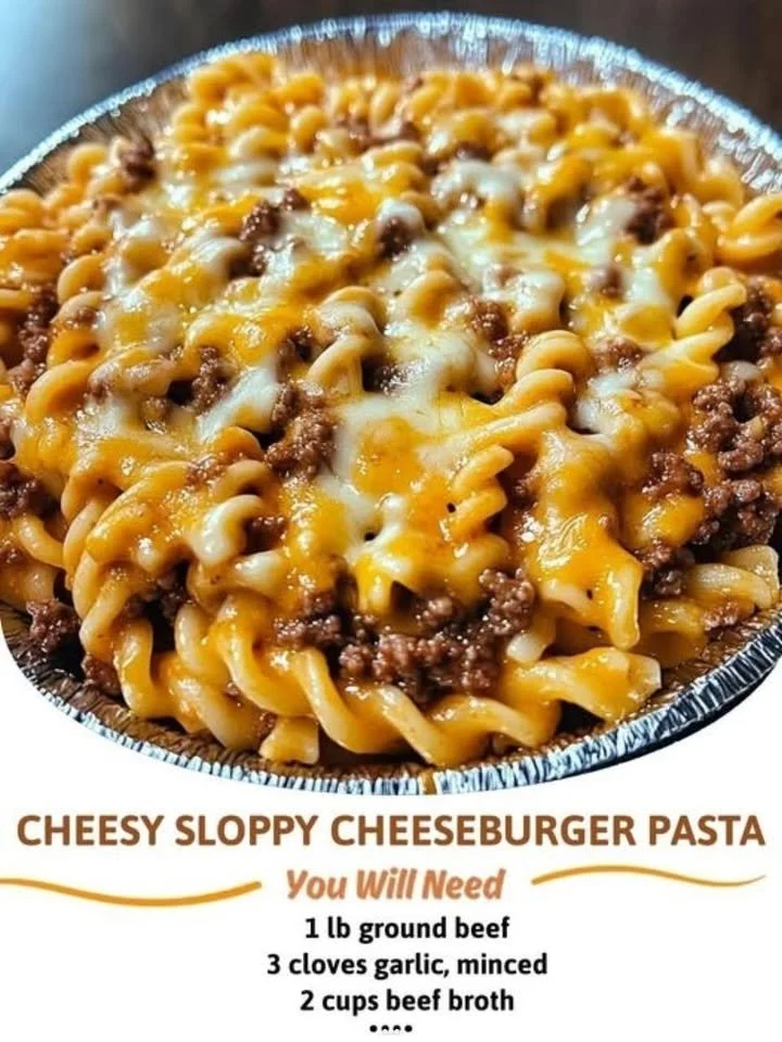 Delicious cheesy Sloppy Cheeseburger Pasta served in a bowl