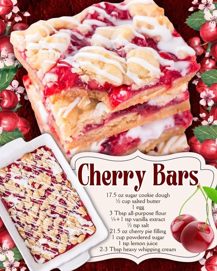 Homemade cherry bars with a flaky crust and vibrant cherry filling.