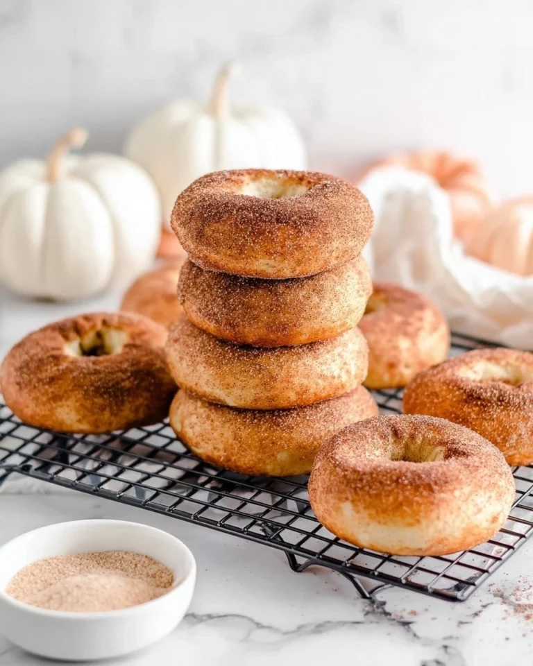 Chewy cinnamon sugar pumpkin bagels fresh out of the oven