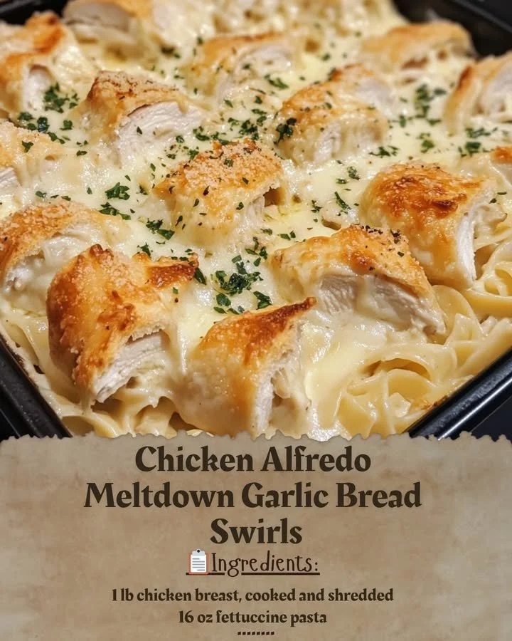 Delicious Chicken Alfredo Meltdown Garlic Bread Swirls served on a plate