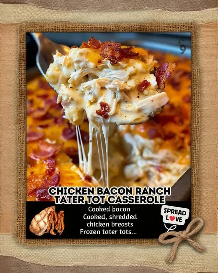 Delicious Chicken Bacon Ranch Tater Tot Casserole ready to serve