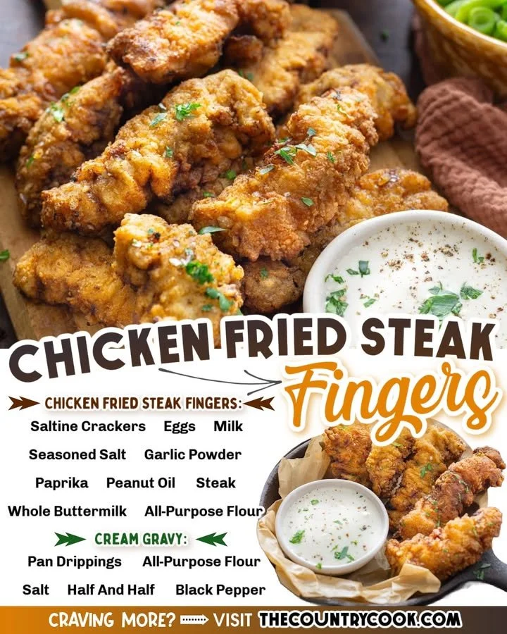Crispy Chicken Fried Steak Fingers served with dipping sauce