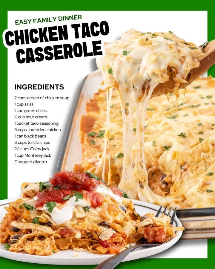 Delicious Chicken Taco Casserole served in a baking dish