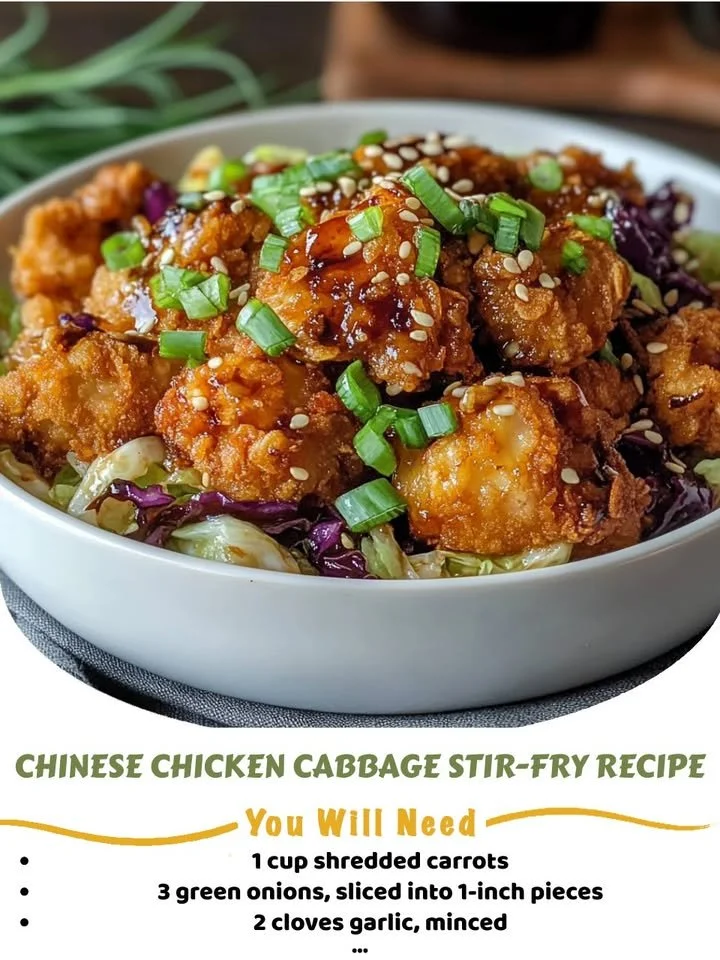 Delicious Chinese chicken cabbage stir-fry served in a bowl.