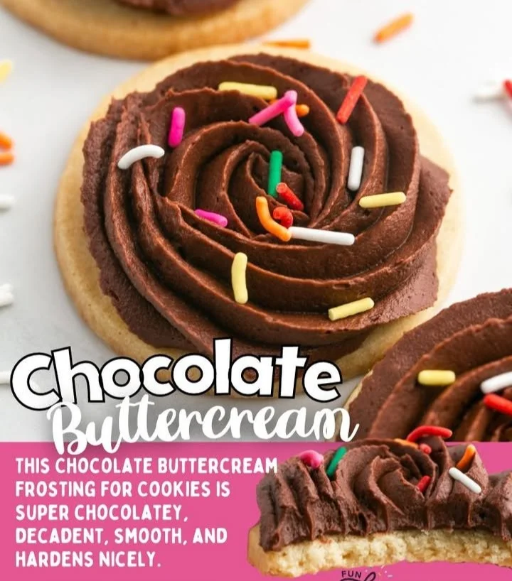 Delicious Chocolate Buttercream frosting decorated on a chocolate cake