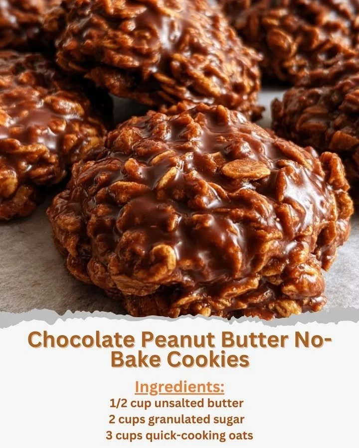 Delicious chocolate peanut butter no-bake cookies on a plate