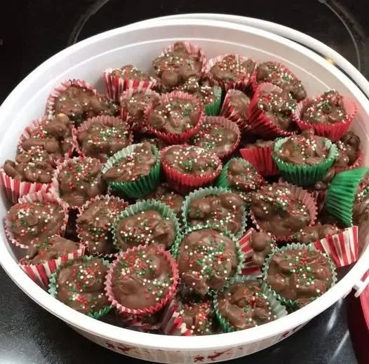 Delicious Chocolate Peanut Candy featuring a mix of chocolate and peanuts.