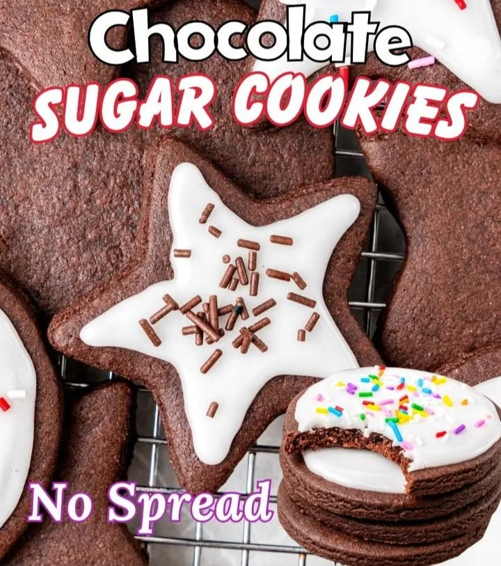 Delicious chocolate sugar cookies on a plate, perfect for dessert.