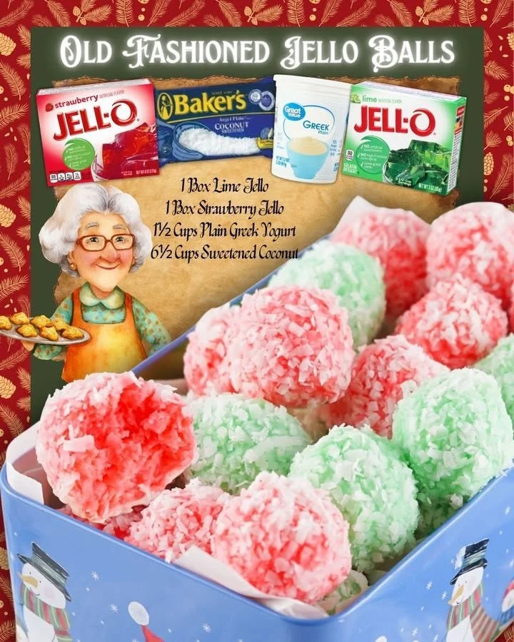 Colorful Christmas Jello Balls in festive holiday theme