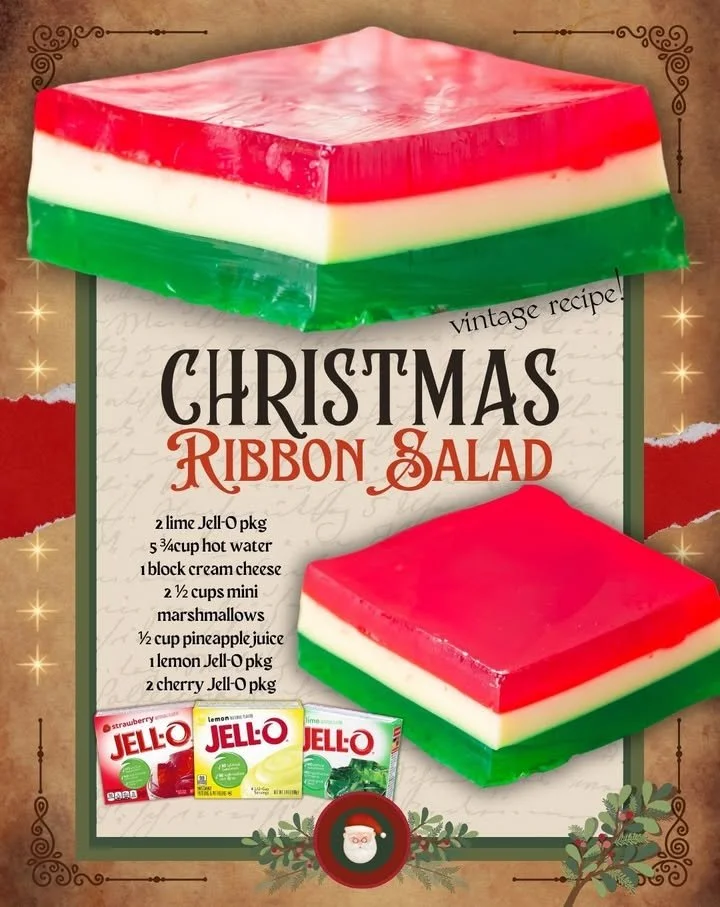 Festive Christmas Ribbon Salad featuring colorful layers of vegetables