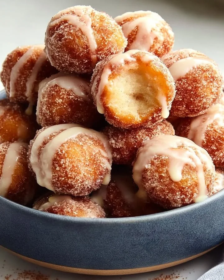Delicious cinnamon sugar bites topped with a creamy vanilla glaze.