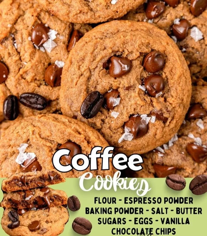 Delicious homemade coffee cookies on a plate with coffee cup.