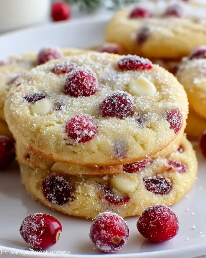 Cranberry Orange WinterGlow Cream Cookies on a decorative platter