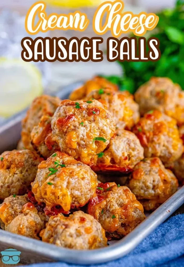 Delicious cream cheese sausage balls ready to be served as an appetizer