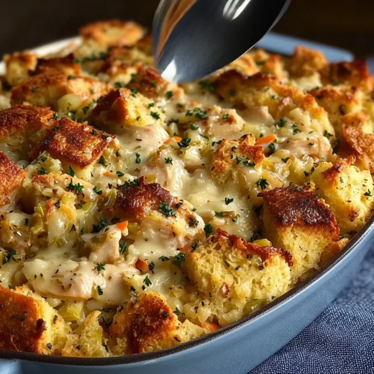 Creamy Stove Top stuffing chicken casserole with chicken, vegetables, and herbs