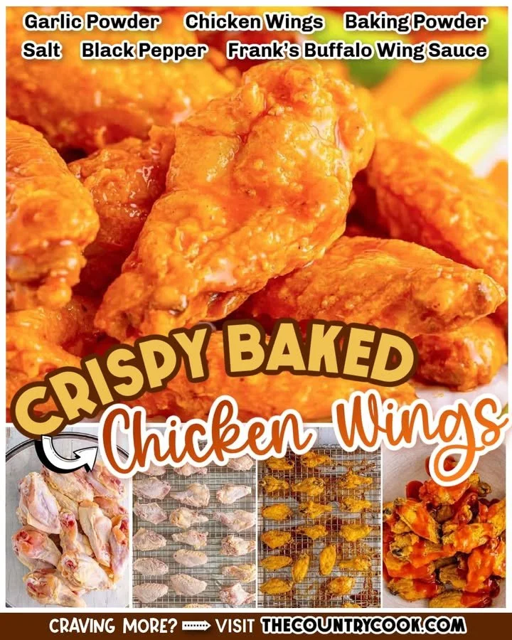 Crispy baked chicken wings garnished and ready to serve