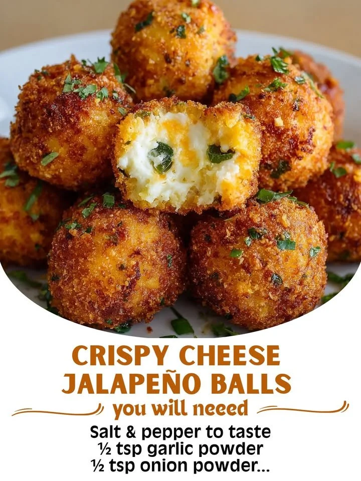 Crispy cheese jalapeño balls fresh out of the fryer, golden and appetizing.