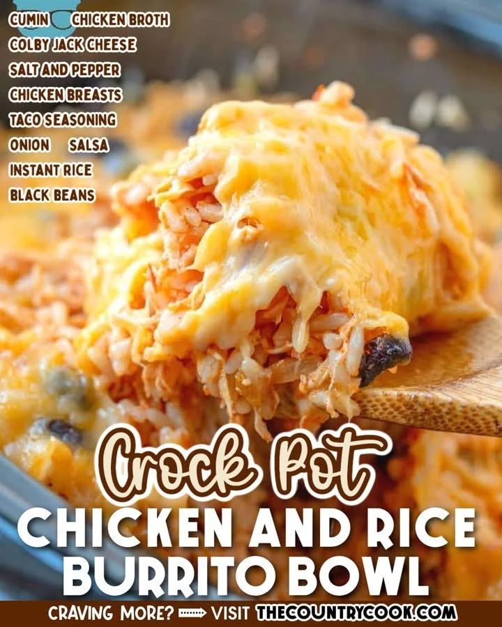 Crock Pot Chicken and Rice Burrito Bowl served with fresh toppings