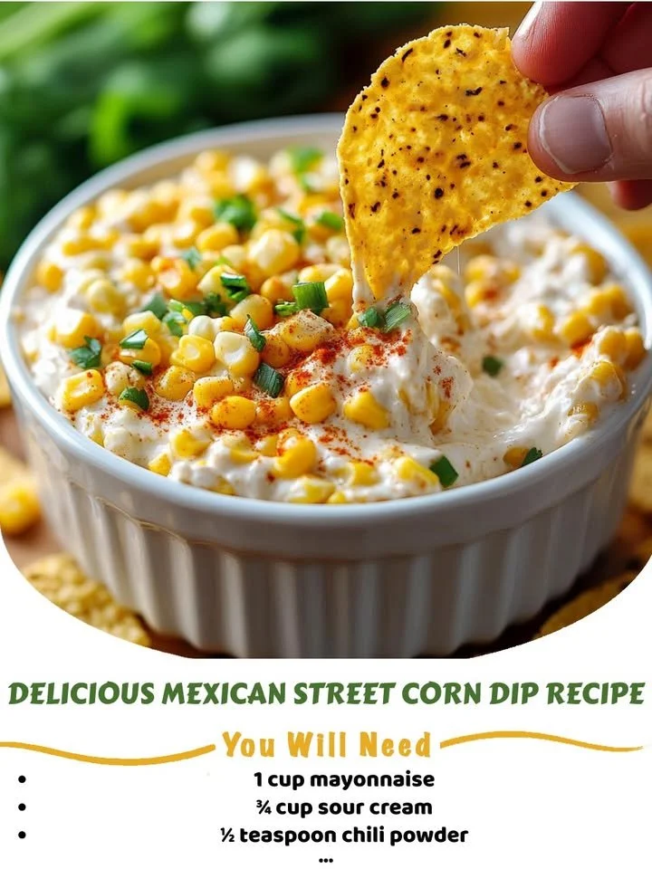 Bowl of delicious Mexican street corn dip with fresh cilantro and lime