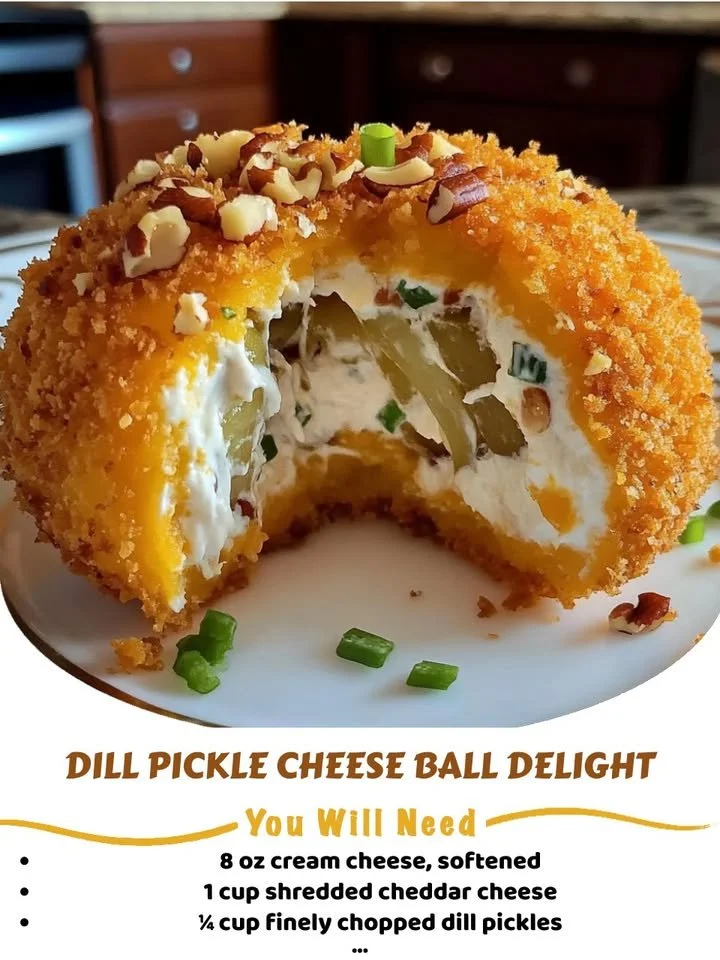Dill Pickle Cheese Ball Delight served on a platter with crackers